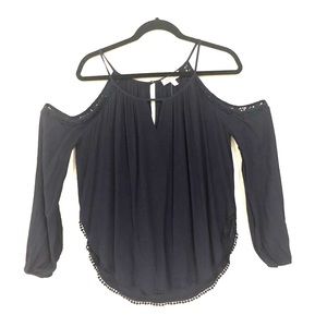 off the shoulder, navy blue top